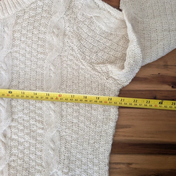 Preppy Y2K Style Vila Women's Cream Sweater Cable Knit - Picture 7 of 9